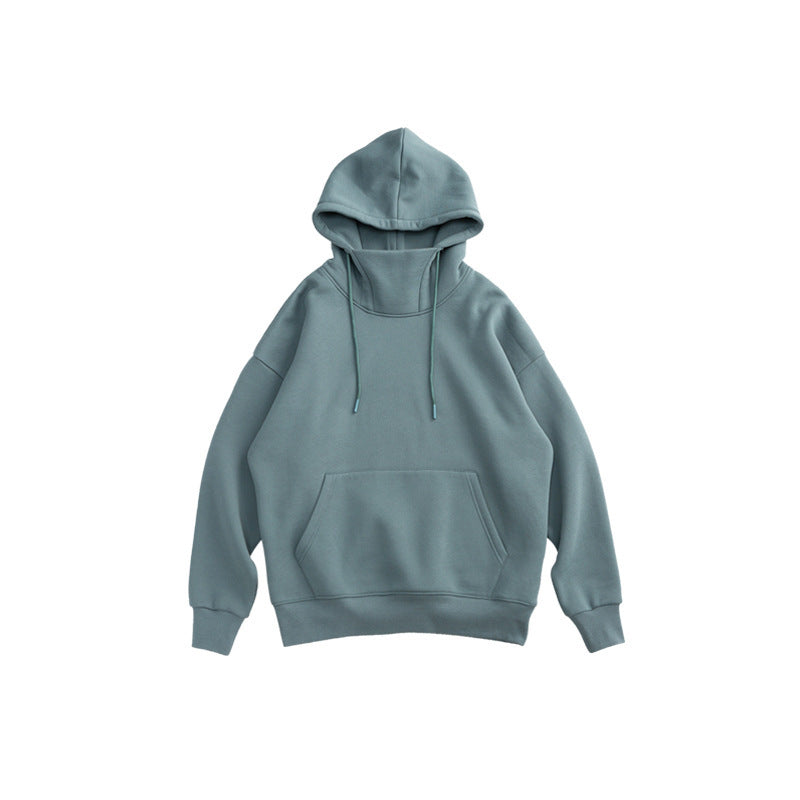 Stand-up collar oversize drop shoulder hoodie