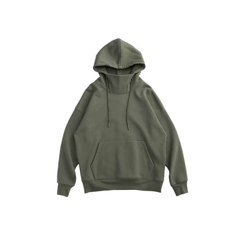 Stand-up collar oversize drop shoulder hoodie