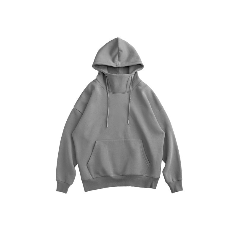 Stand-up collar oversize drop shoulder hoodie