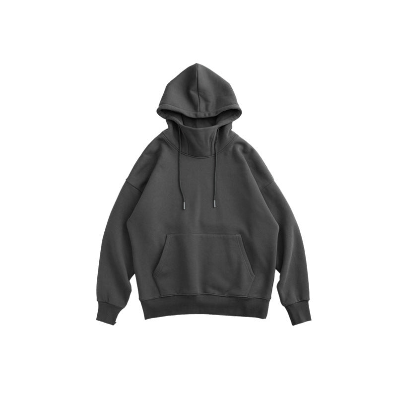 Stand-up collar oversize drop shoulder hoodie