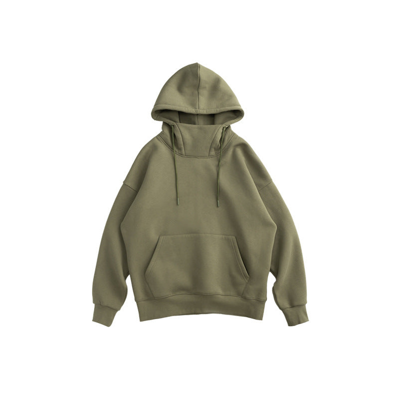 Stand-up collar oversize drop shoulder hoodie
