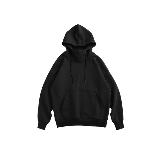 Stand-up collar oversize drop shoulder hoodie